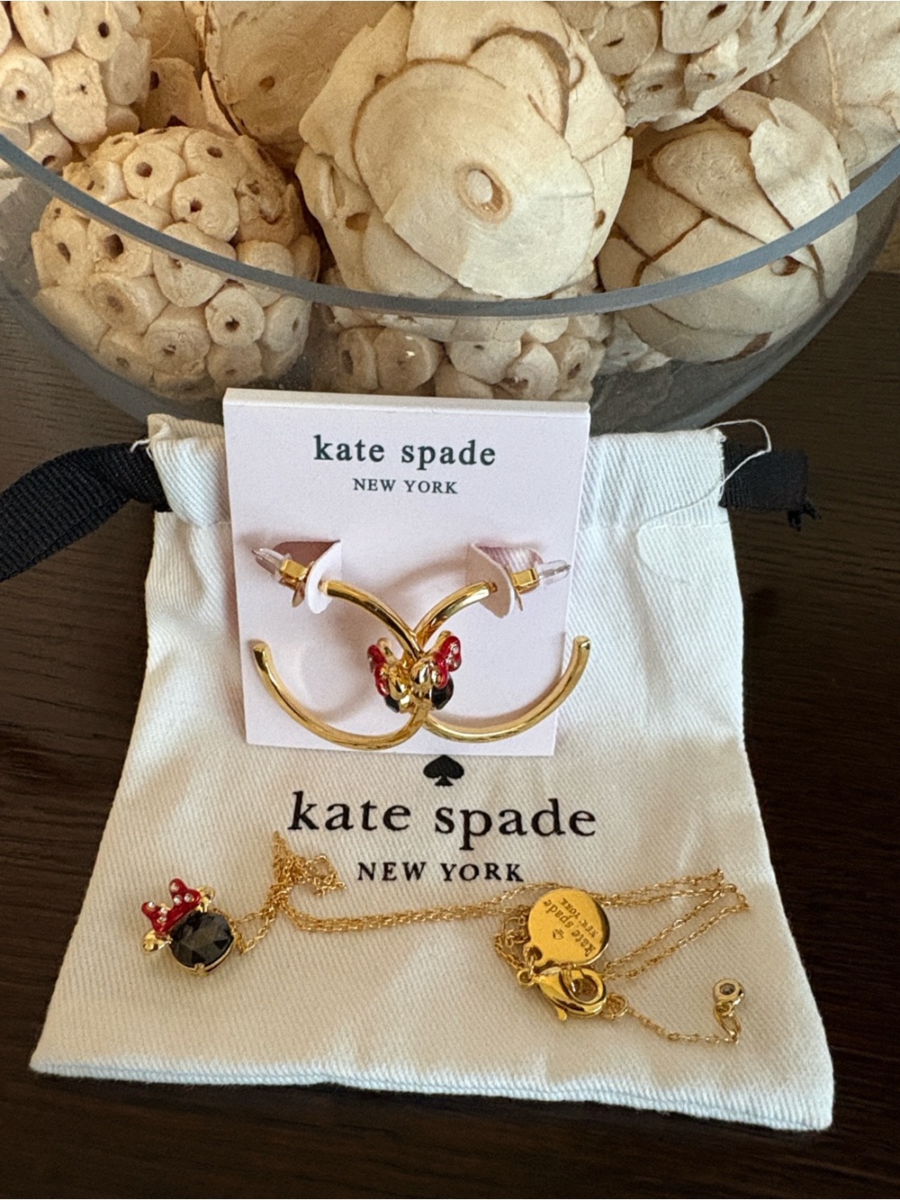 Kate spade Minnie Mouse Pendant Necklace & Matching Earrings